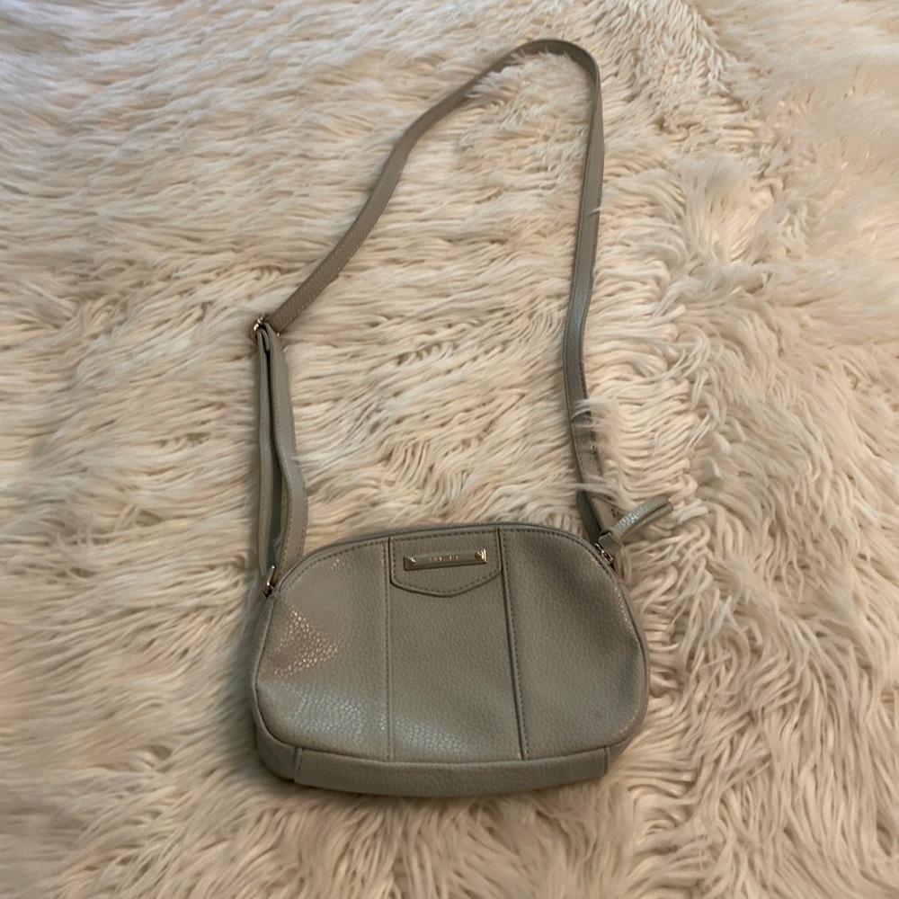 Nine West Shoulder Bag color silver/gray excellent condition adjustable stripe